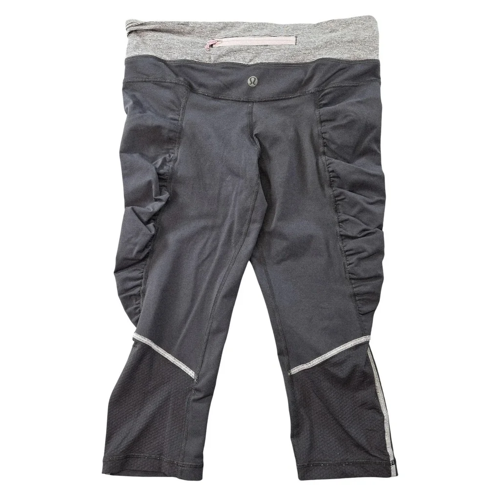Lululemon Leggings Womens‎ 6 Black Capri Pockets Zip Pocket High Rise Yoga